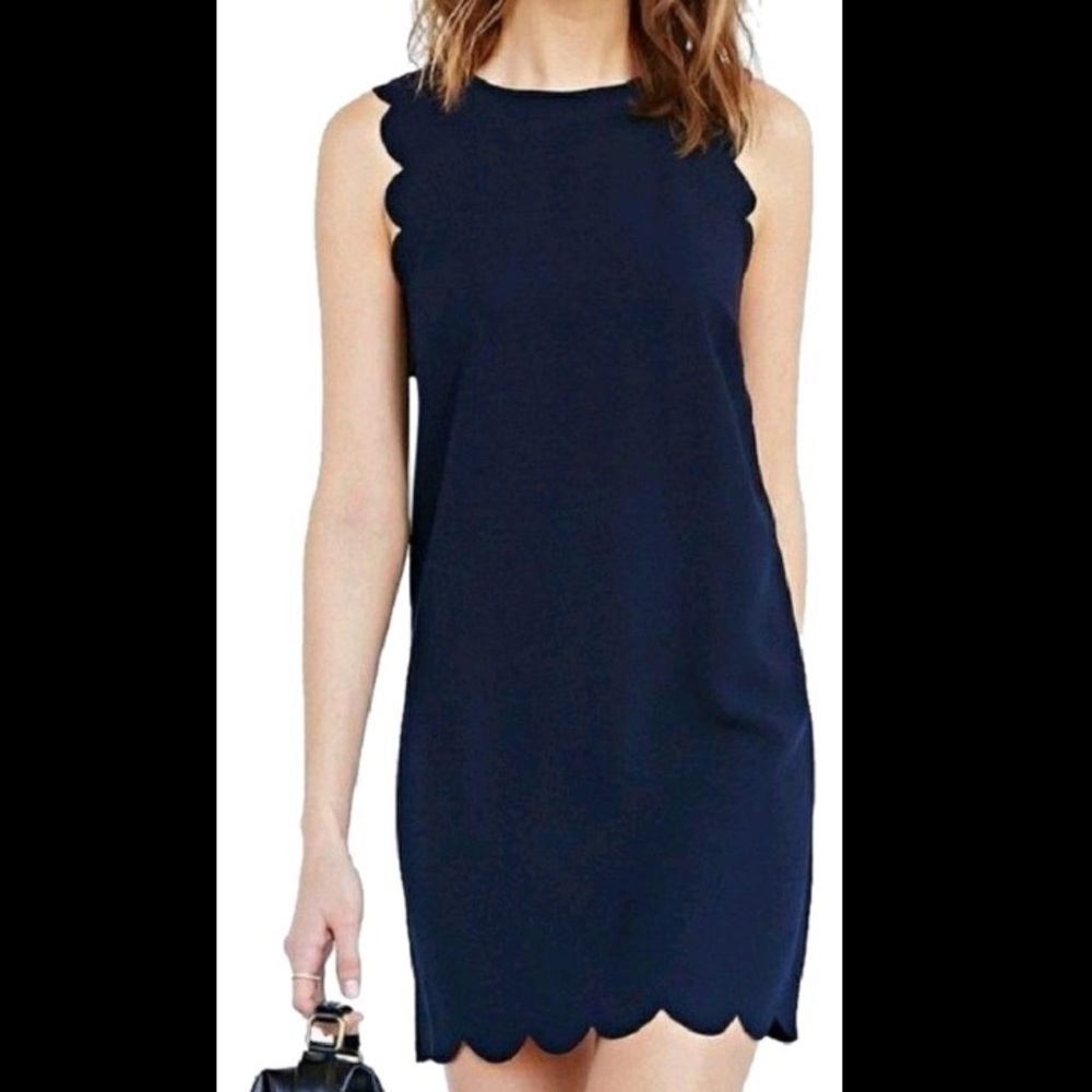 J Crew Navy Blue Scallop Sheath Dress